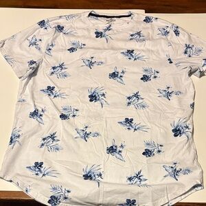 Modern Amusement White and Blue Floral Tee